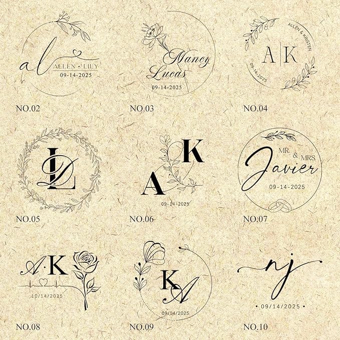Wedding Embosser Custom - Embosser Stamp Custom for Card, Napkin, Invitation and Envelope, Personalized Wedding Stamp with Name, Initials and Logo - Wedding 04