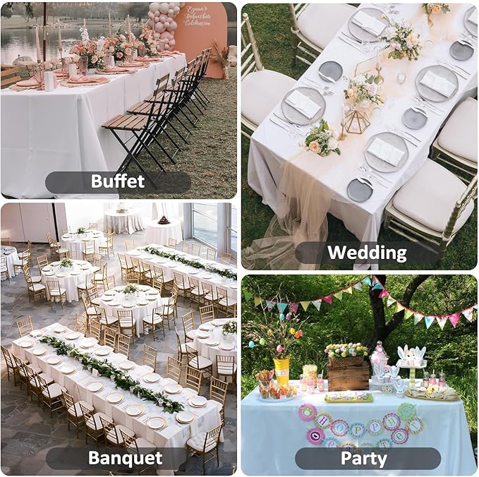 8 Pack White Table Cloth 90 x 156 Inch Rectangular Tablecloths for 8 Foot Rectangle Tables, Wrinkle Resistant White Tablecloth Washable Polyester Fabric Table Covers for Party Wedding Banquet