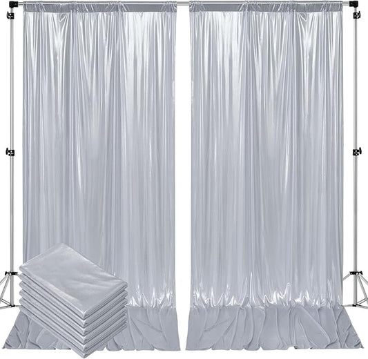 Outpain Thick 30 ft x 10 ft Silver Sequin Backdrop Curtain for Parties, Wrinkle Free Glitter Photo Backdrop Drapes 6 Panels 5x10ft Silver Back Drop Cloth for Wedding Christmas Photography Background