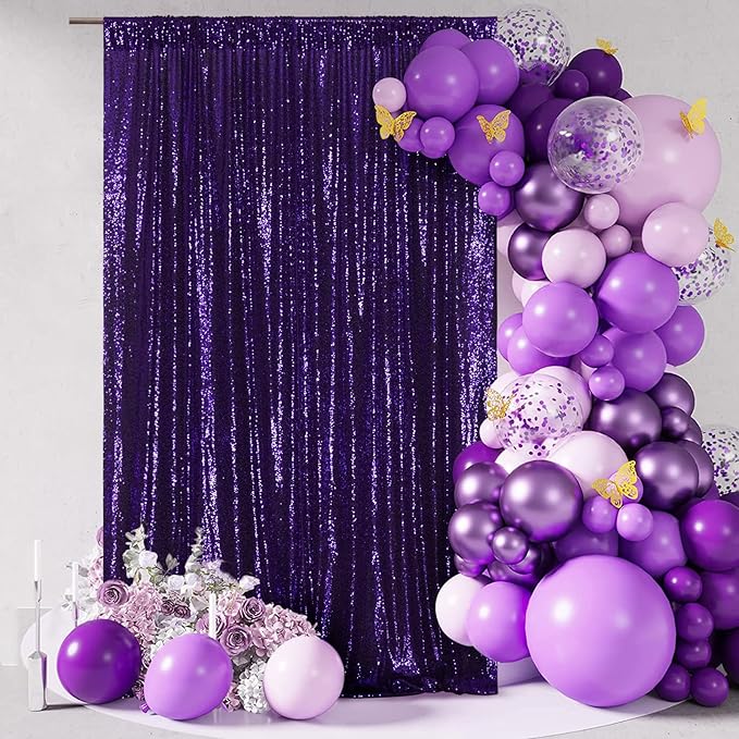 Poise3EHome 4x8ft Purple Sequin Backdrop, Upgrade Shimmer Backdrop for Wedding Christmas Party Photo Booths Event Decorations