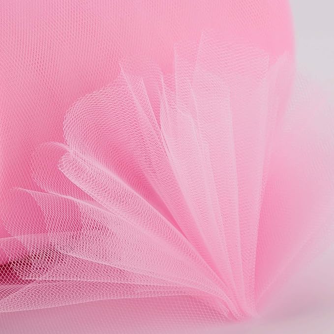 Tulle Fabric Roll, 6” by 200 Yards (600FT) Tulle Organza Fabric Spool for DIY Tutu Skirt Baby Shower Decor Wedding Backdrop Crafts Birthday Party Supplies (Pink)
