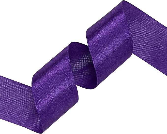 Purple Satin Ribbon 1-1/2 inch X Continuous 25 Yards, Single Face Polyester Ribbon Perfect for Gift Wrapping, Flower Bouquet, Wedding Decor, Crafts, Bow Making, Sewing and More