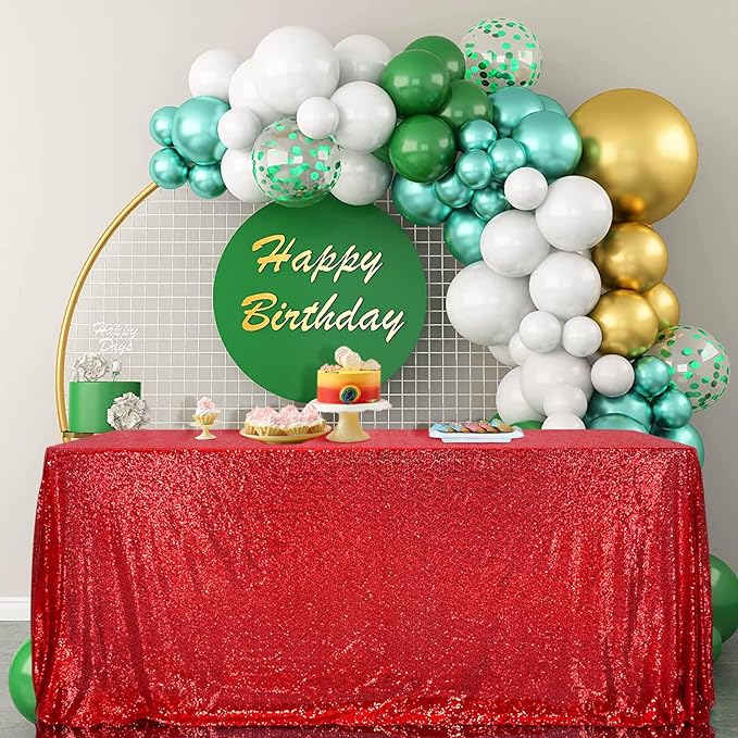 SquarePie Sequin Tablecloth 90 x 156 Inch Red Sparkly Table Linen for Wedding Party