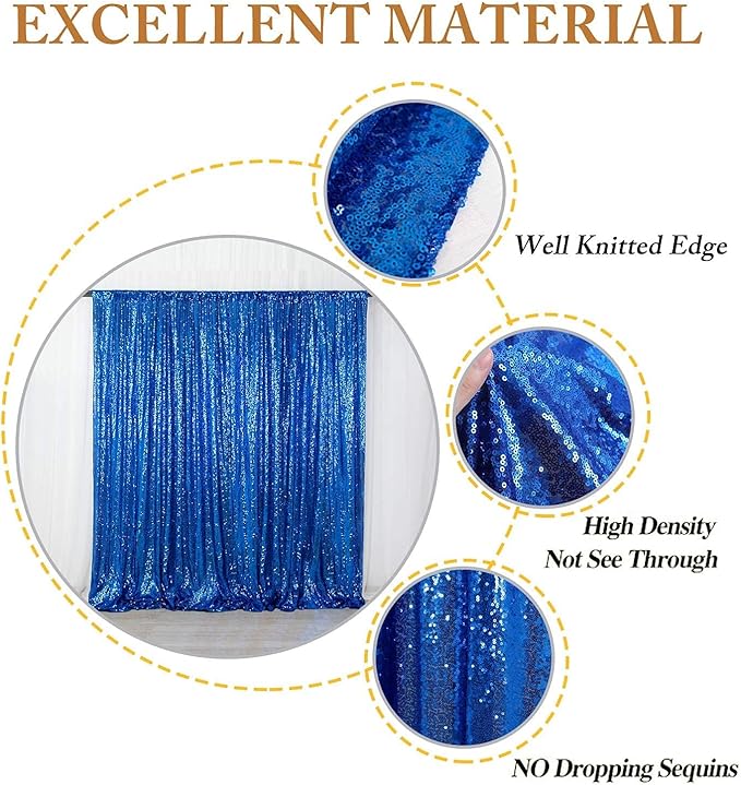 ShiDianYi 8 X 8, Ready to Dispatch,Sequin Backdrops, Sequin Photo Booth Backdrop, Party Wedding Sparkling Photography Prop (8ftx8ft, Royal Blue)
