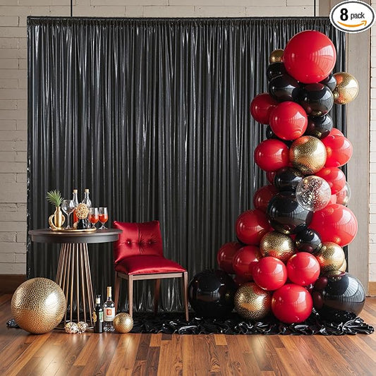 Outpain Thick 10 ft x 10 ft Black Sequin Backdrop Curtain for Parties, Wrinkle Free Glitter Photo Backdrop Drapes 2 Panels 5x10ft Black Back Drop Cloth for Wedding Christmas Photography Background