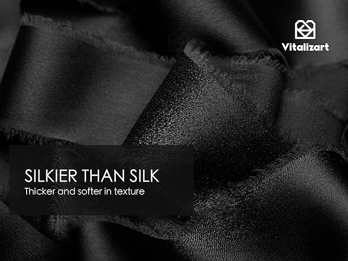 Vitalizart Silk Like Satin Ribbon 1 inch x 30 Yard Black Handmade Frayed Ribbons for Gift Wrapping Baby Shower Wedding Bridal Bouquets Holiday Decor