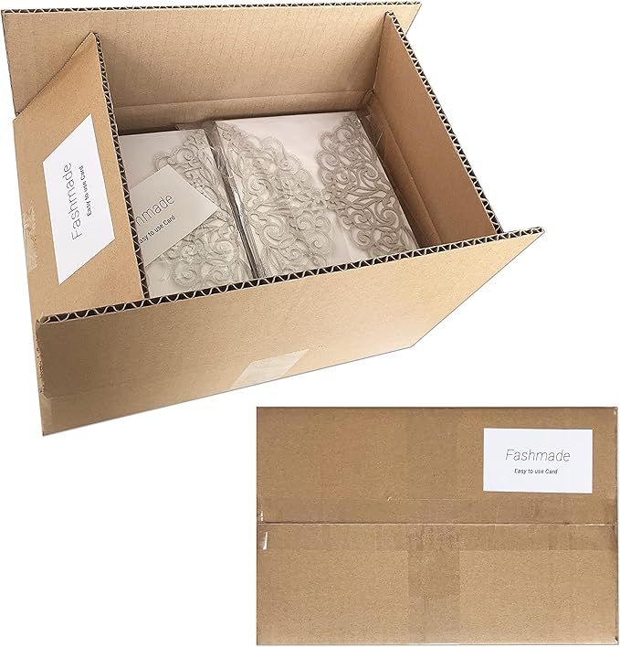 50Pcs Laser Cut Wedding Invitation With Glitter Envelopes And Ribbons Blank Personalized Card Invitaciones Para quinceañera Birthday Baby Shower Christmas Party Bridal Shower (Silver)