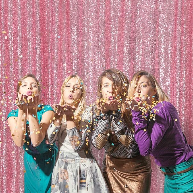 Eternal Beauty Fuchsia Pink Sequin Backdrop, 6x8 Ft Glitter Background Curtains for Shimmer Photography Party Wedding Birthday Back Drop Decor