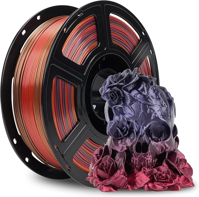 FLASHFORGE Silk PLA Filament 1.75mm Rainbow Waltz, 3D Printer Filament 1kg (2.2lbs) Spool, Smooth and Silky Texture 3D Printing Filament, Dimensional Accuracy +/- 0.02mm