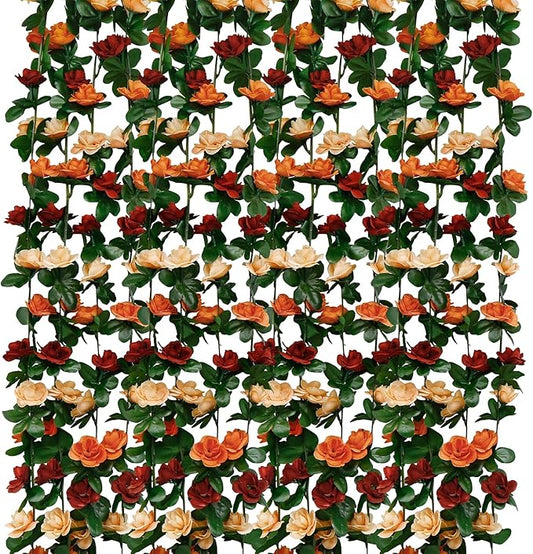 12 PCS 98.4 FT Artificial Flower Garland Rose Garland for Wedding Room Decor（12,Terracotta）