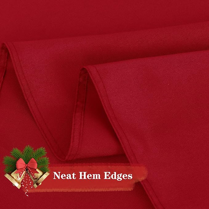 sancua 6 Pack Christmas Red Round Tablecloth 90 Inch, Stain and Wrinkle Resistant Table Cloth - Washable Polyester Decorative Fabric Table Cover for Dining Tables, Buffet Parties and Camping