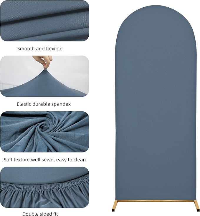 6.6FT Wedding Arch Covers Arch Backdrop Cover Arch Stand Covers Set Arch Cover Spandex Fabric Stretchy Backdrop for Wedding Birthday Party Decoration Baby Shower (Dusty Blue)