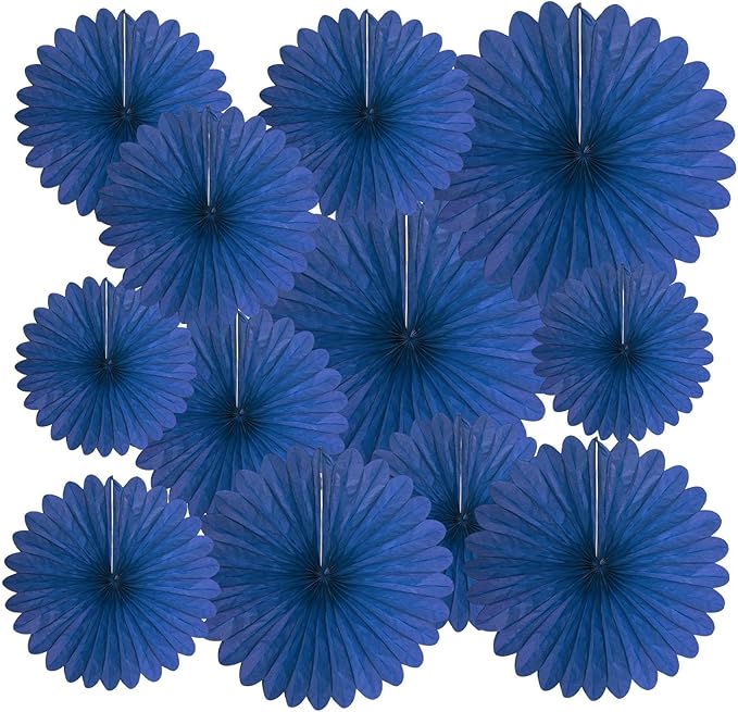 20 Pcs Navy Blue Hanging Paper Fan, Hanging Honeycomb Round Paper Fans for Weddings, Birthdays, Easter, Baby Showers, Classroom, Events Ceiling Party Supplies Decorations