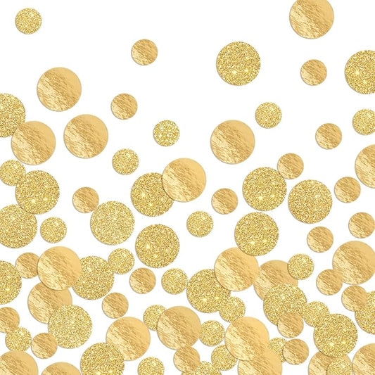 Golden Confetti Glitter Scatter Table Decoration Surprise Paper Craft Birthday Party Anniversary Supplies Bridal Baby Shower Party Wedding Gift Circle Dots Decor 100 Pcs