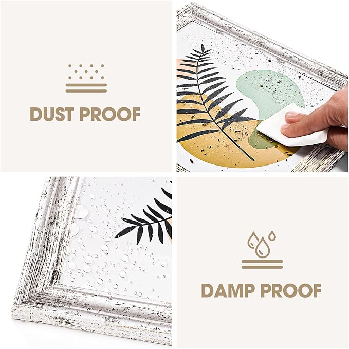TWING 5x7 Picture Frames Set of 6,Display Pictures 4x6 with Mat or 5x7 Without Mat,Rustic Picture Frames Collage Photo Frame for Tabletop and Wall Mounting,Rustic White,Wave Texture