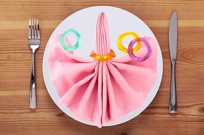 Set of 12 Epoxy Resin Napkin Rings - Handcrafted Napkin Ring Holders 1.5" Napkin Rings for Christmas Party Decoration, Dinning Table, Family Gatherings, Table Décor(Multi Pastel)- ALPHA Living HOME
