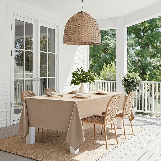MIULEE Brown Linen Tablecloth 60x84 Inch Rectangle Table Cloth Waterproof,Stain Resistant & Wrinkle Resistant for Dining Party Wedding