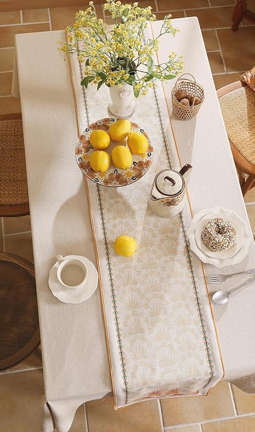 patdrea Designer Tropical Linen Table Runner 87 Inch Long, Yellow Vintage Elegant with Pineapple Pattern Table Mat,Decoration for Kitchen Dining Coffee Table Cover Banquet Christmas , 12"*87"
