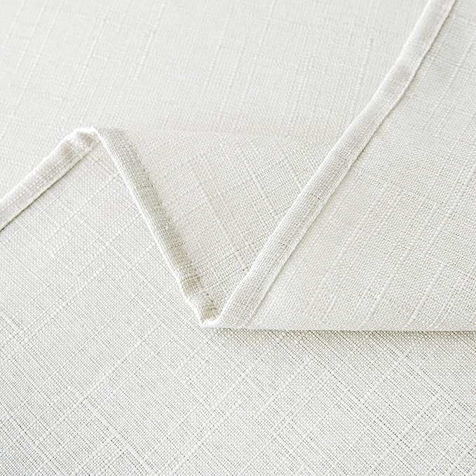NLMUVW Square White Linen Tablecloth - Small Table Cloth Textured Rustic Farmhouse Table Cover for Cafe Dining Card Kitchen, 48 x 48 Inch