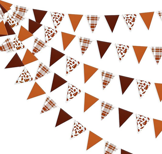 pinkblume Fall Party Decorations Maple Leaf Pennant Banner Triangle Hanging Flag Bunting for Autumn Thanksgiving Birthday Wedding Bridal Baby Shower Engagement Bachelorette Harvest Party Supplies