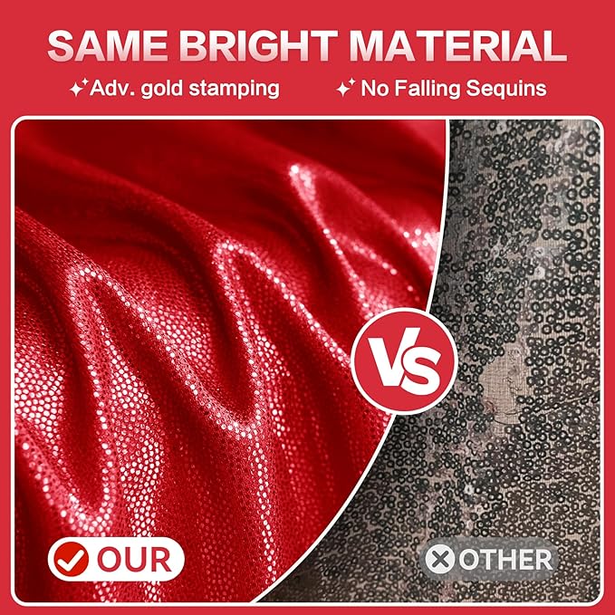 gogoparti 20x10FT Red Sequin Backdrop Curtain - 4 Panels of 5x10FT Wrinkle-Free Glitter Drapes for Photography, Birthdays, Weddings & Graduations