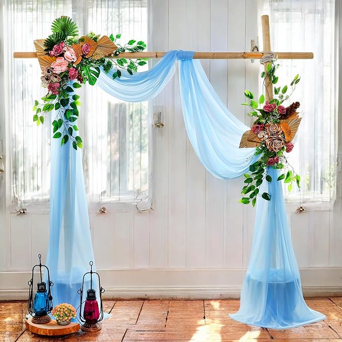 MDS Halloween Chiffon Draping Fabric - 2 Panel, 30" Wide x 75ft Long - Sheer Spooky Arbor & Canopy Drapery for Haunted House Backdrops, Party Ceilings, DIY Costumes & Themed Events - Turquoise