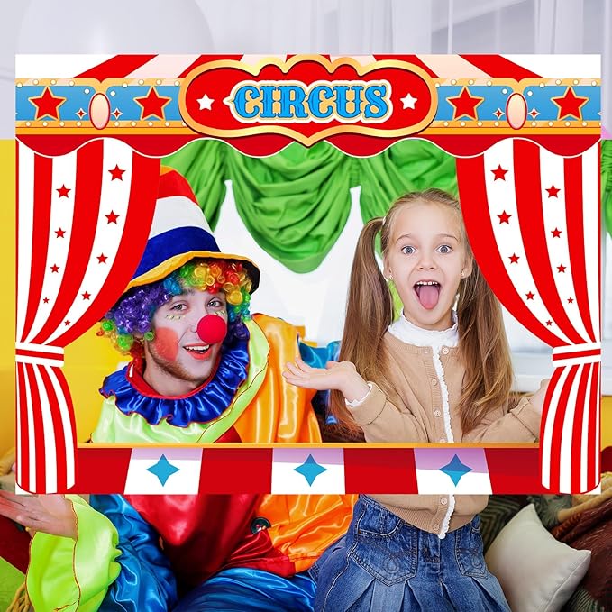 Upgraded 32 x 24 Inch Large Carnival Circus Photo Booth Props Party Decorations Picture Frame Vintage Photo Frame Friends Selfie Props for Christmas Mexico Favors (Carnival Style)