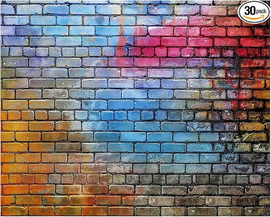 YYNXSY Colorful Brick Wall Photo Backdrop - Retro Stone Brick Wall Background - Microfiber Background Decoration - 8X6FT YY-24