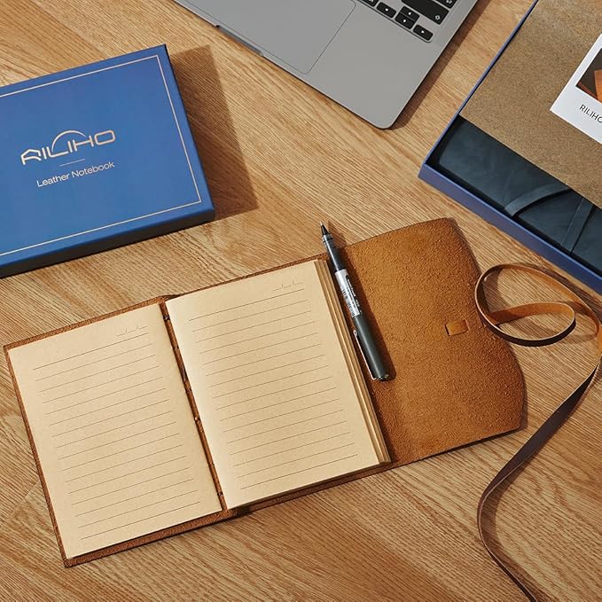 Leather Journal Notepad, Small Notebook 4.8x6.5 Inches, Mini Journal, Retro Premium Planner, Lined Diary Vintage Style, Ideal for Women and Men, Artists, Travelers, Dark Brown
