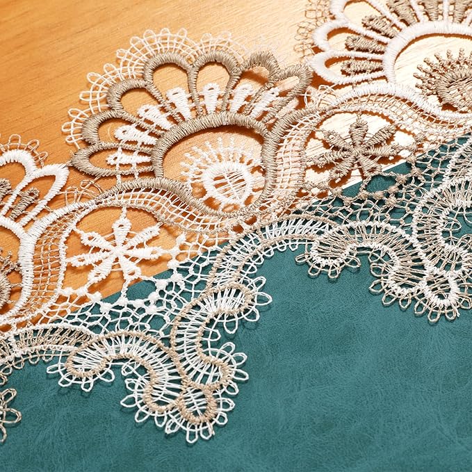 Vintage Lace Dining Table Runner, Small Macrame Coffee Table Runners 48 inches Long for Kitchen Home Christmas Party Decorations (16x48 inch, Cyan)