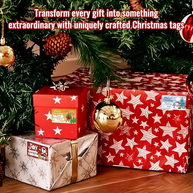 500 PCS Christmas Gift Tags Christmas Santa Claus Stickers Self Adhesive Cartoon Christmas Tag Christmas Festival Holiday Decor（New）