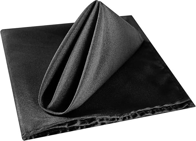 Cloth Napkins 20x20 inch Washable Polyester Dinner Napkins Soft Table Napkins for Wedding Party Dining Banquet(Black,12PCS)