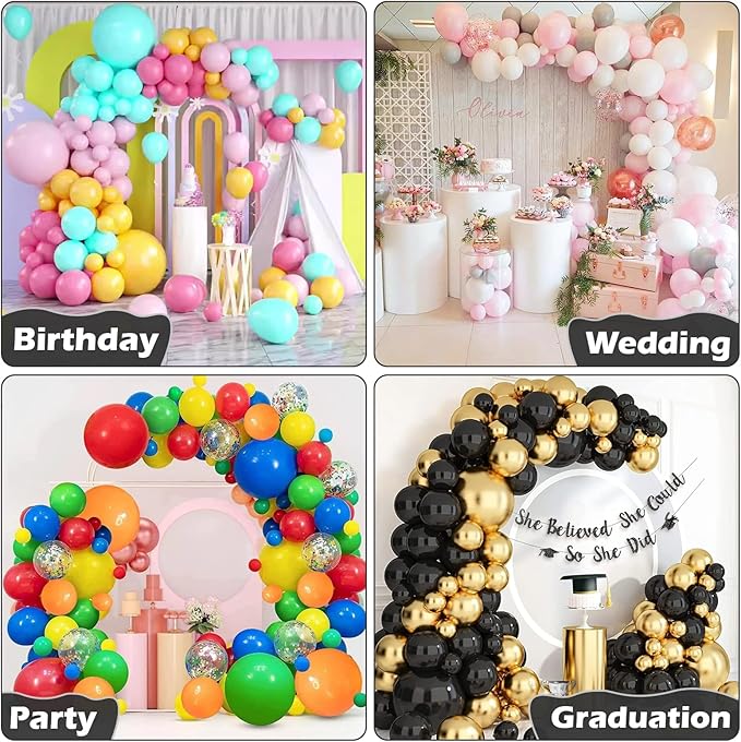 AerWo [Upgraded] Balloon Arch Kit Stand, 8.2ft+6ft Half Arch Balloon Stand with Base, Free Bending Top Balloon Arch Frame Curve for Floor, Perfect Birthday Wedding Halloween Decorations