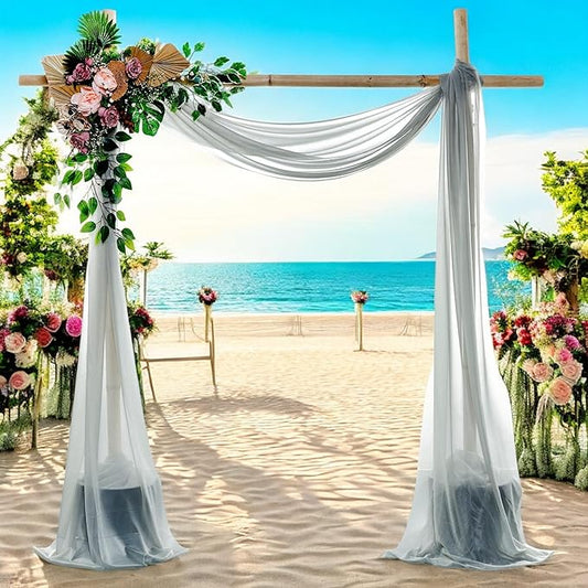 MDS Halloween Chiffon Draping Fabric - 1 Panel, 30" Wide x 100ft Long - Sheer Spooky Arbor & Canopy Drapery for Haunted House Backdrops, Party Ceilings, DIY Costumes & Themed Events - Gray