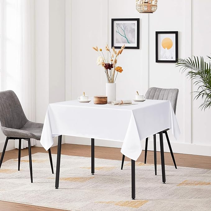 sancua White Square Tablecloths 70x70 Inch - Fabric Table Cloth for Square or Round Tables, Washable Polyester Table Cover for Outdoor Party, Birthday, Decorative Display Tables