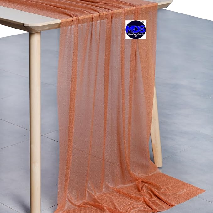 MDS Halloween Chiffon Table Runner - 5 Pack, 29 x 170 Inches, 14ft Each - Sheer Spooky Table Runners for Haunted House Parties, Trick-or-Treat Tables, Witchy Décor, Wedding & Events - Coral Peach