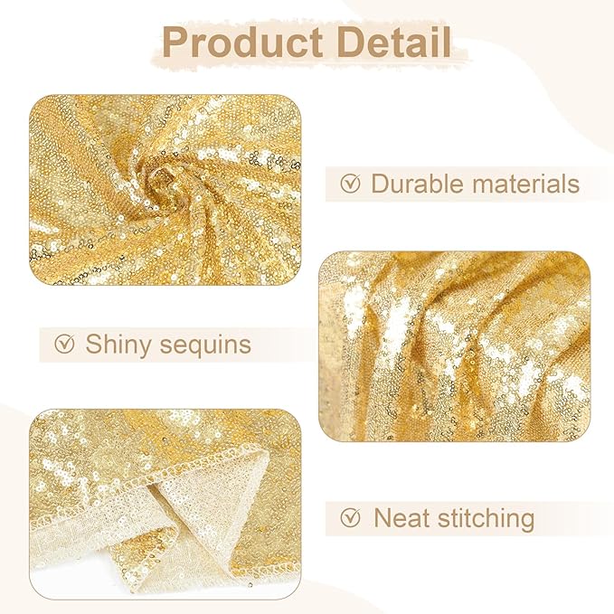 SquarePie Sequin Tablecloth 60 x 120 Inch Light Gold Reflect Lights Bling Sparkly Table Cloth for Wedding Party