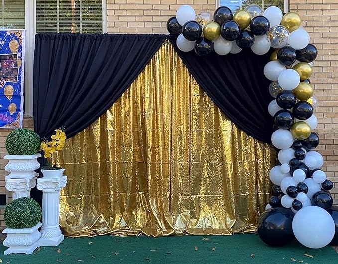 Gold Sequin Backdrop Curtains 2 Panels 4FTx8FT Glitter Gold Photo Backdrop Drapes Party Wedding Baby Shower Curtain Sparkle Photography Background