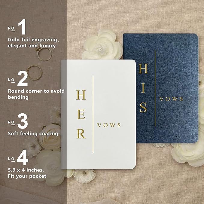 Vow Books His and Hers Wedding Vow Books Bride and Groom Vow Books Wedding Essentials Wedding Accessories(TR-HH-Navy)