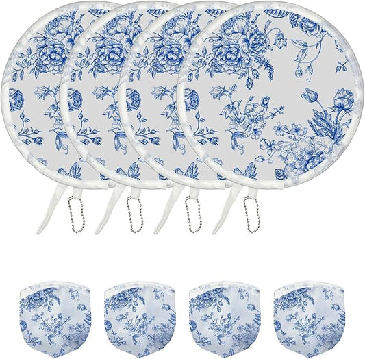 4 Styles Flower Round Foldable Hand Fan Japanese Foldable Fan Style Handheld Compact Cooling Fans,Round Folding Fan for Outdoor Games,Xmas Decoration,Festival,Party Favors,Travel,Events