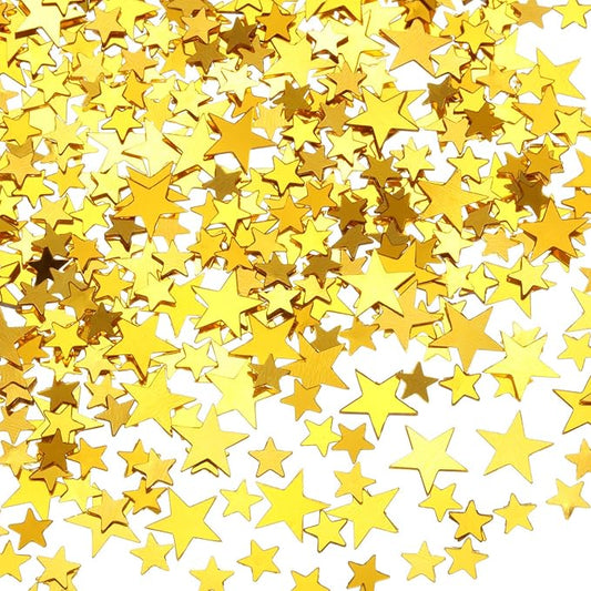 Hestya 60g Star Confetti Glitter Table Confetti Metallic Foil Stars for Party Wedding Festival Decorations(Gold,10mm and 6mm)