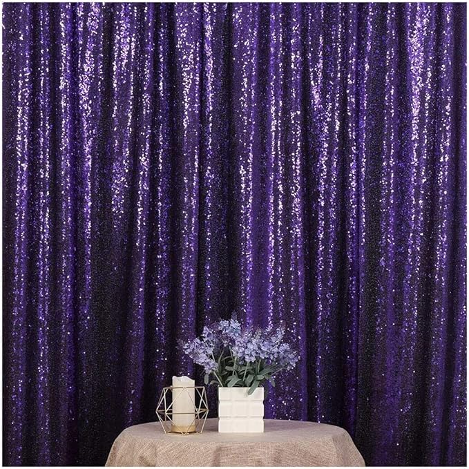 Poise3EHome Purple Sequin Backdrop,8FT x 10FT Sequin Photography Backdrop Curtain for Party Decoration, Purple