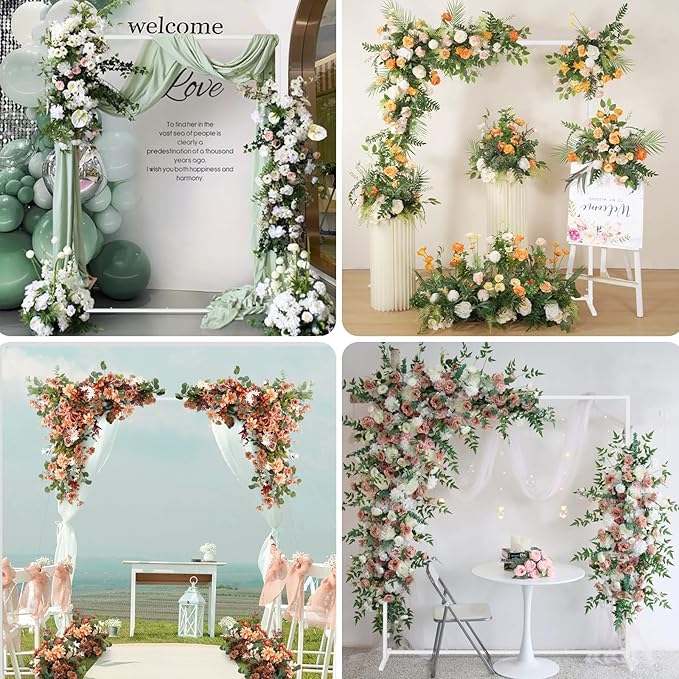 Wedding fashion arch background metal frame, (3.9, 5.2, 6.6 feet) suitable for background decoration frames such as weddings, birthdays, parties, baby showers, and photography (white, 3.9*6.6)