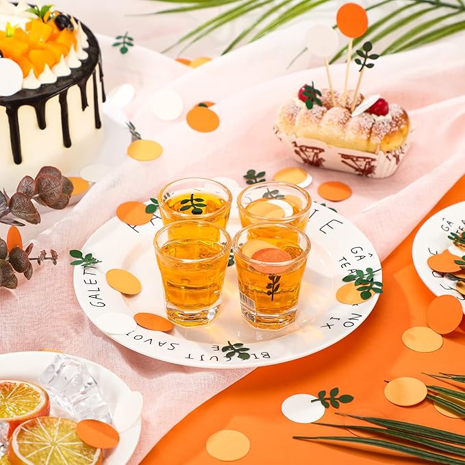 300 Pcs Little Cutie Baby Shower Confetti with Eucalyptus Decorations Hey Cutie Citrus Tangerine Themed Table Scatter Sprinkle Confetti Supplies (Orange Series)