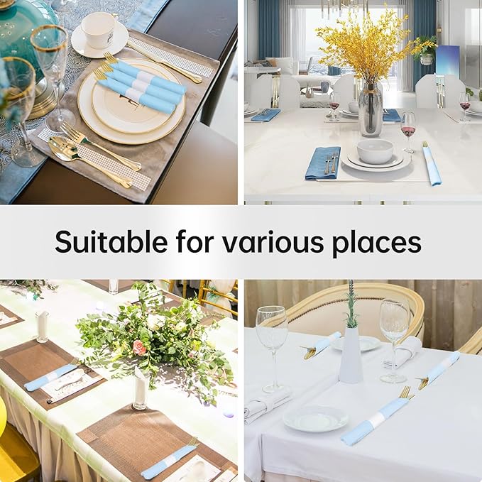 Germiwipe Napkin Bands,Paper Napkin Rings Self Adhesive,Silverware Wraps Bands (White-500 pcs)