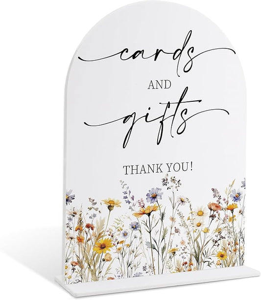 Wedding Signs for Ceremony and Reception, Boho Floral Cards And Gifts Sign, Wedding Signage with Stand, Bridal Shower Table Centerpieces, Supplies for Engagement Reception and Event Party, 30