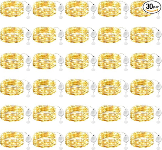 Brightown 30 Pack LED Fairy Lights Battery Operated String Lights, 7ft 20LED Waterproof Silver Wire String Lights, Firefly Starry Moon Lights for Mason Jars DIY Christmas Wedding Party Bedroom