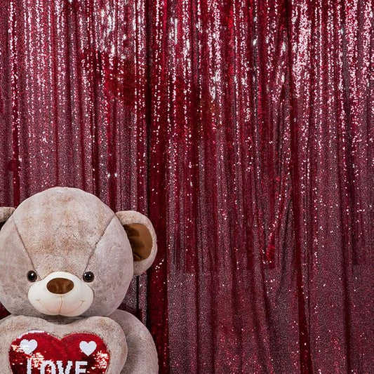 JYFLZQ Burgundy Sequin Backdrop Curtains 7ft x 7ft 1 Panel Glitter Photo Booth Backdrops Sparkly Photography Background Drapes for Parties Wedding Bridal Showers