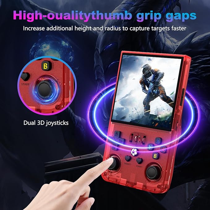 R36MAX Retro Handheld Game Console, 4.0 Inch 720x720 IPS Screen, Built-in 18,000+ Classic Game, Portable Hand Held Open Source Linux System, 4000mAh Battery Retro Gaming Console (Red 64GB)