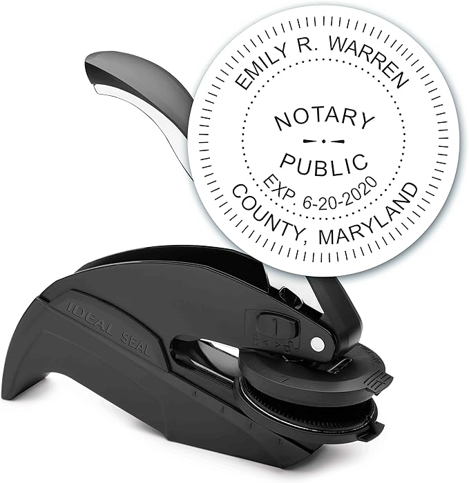 MaxMark Notary Seal Round Embosser for Maryland State - Includes Gold Burst Seal Labels (50 Labels)